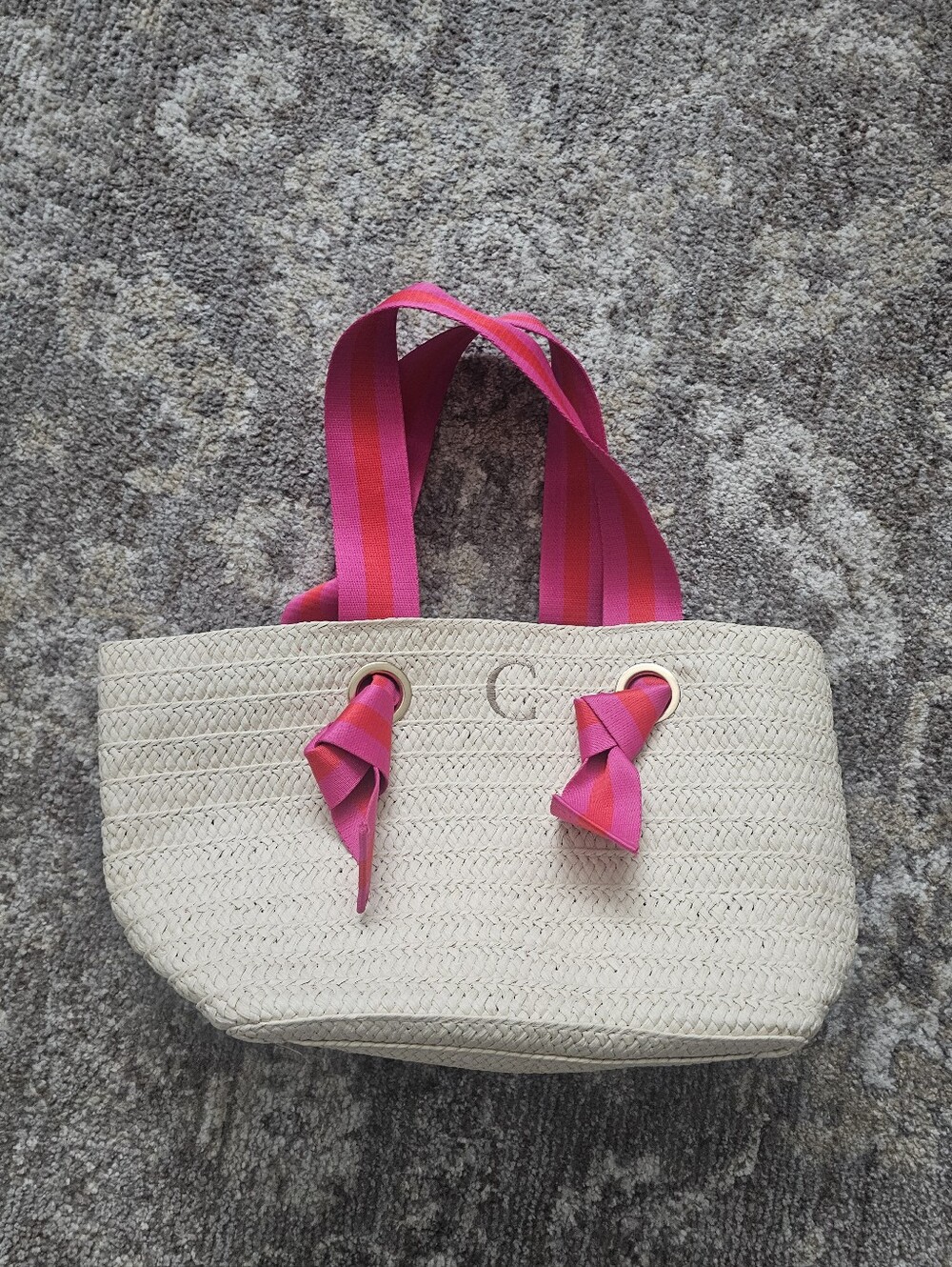 Mark & Graham Monogramed C Straw Beach Tote